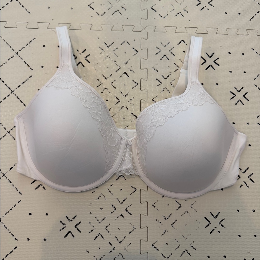 Bali Womans Padded Underwire Lace Trim Bra Size 42D‎ White Adjustable Straps